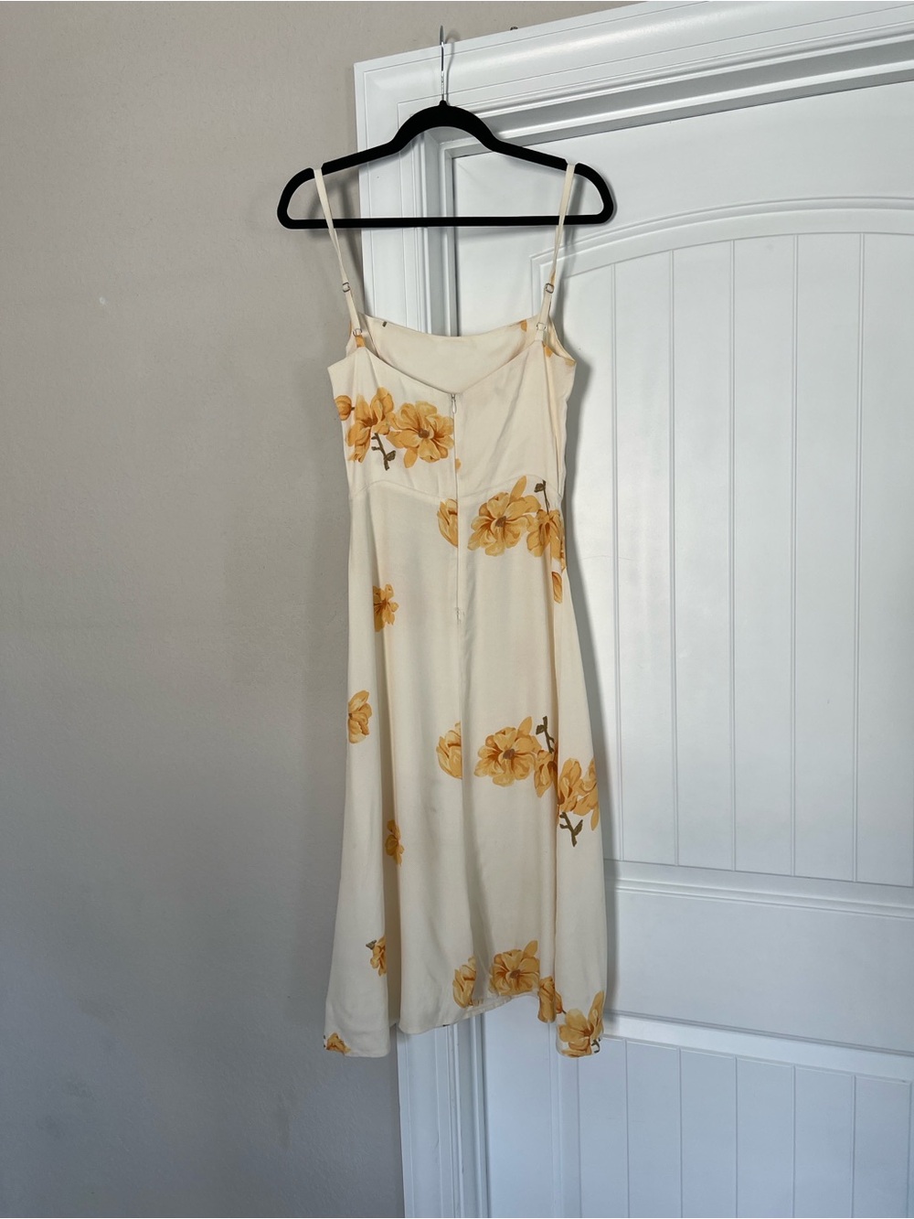 Reformation Cream Slip Midi Dress Yellow Floral Print ivory size 4 - Picture 6 of 10
